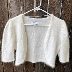 John + Jenn Angora Blend Bolero Cardigan Shrug Sweater In Off White Sz Large